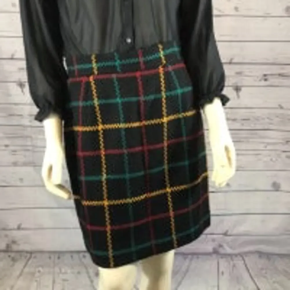 1980s Jones New York Wool Plaid Mini Skirt size